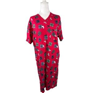 Nordstrom Intimates Red Plaid Scottie Dog Pajama Nightgown Sleep Shirt P